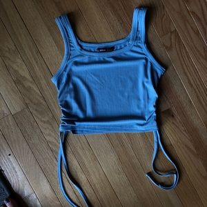 Ribbed sky blue crop top